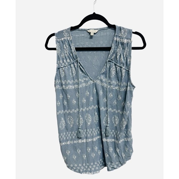 Lucky Brand Tops - Lucky Brand Bandana Style Print Tank Tie VNeck Size Medium Blue Americana